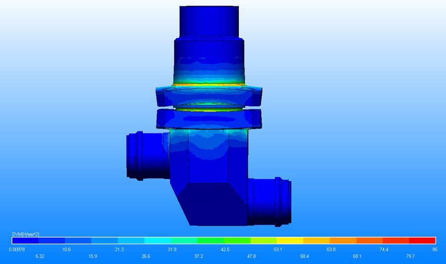 Valve assembly — FEA · bolt-up and internal pressure